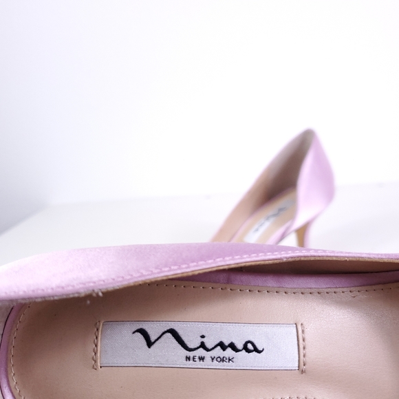 Nina Pink Satin Jeweled Heels - Picture 5 of 9